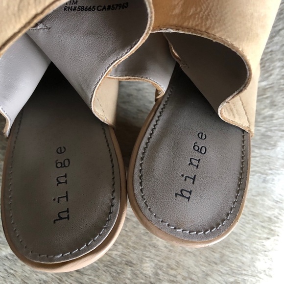 Hinge Drea Peep Toe Tan Nubuck Leather Sandal - Picture 4 of 8